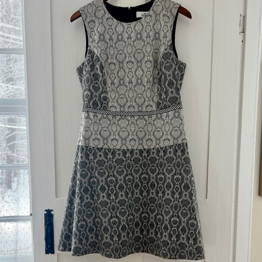 Badgley Mischka faux snakeskin fit and flare dress